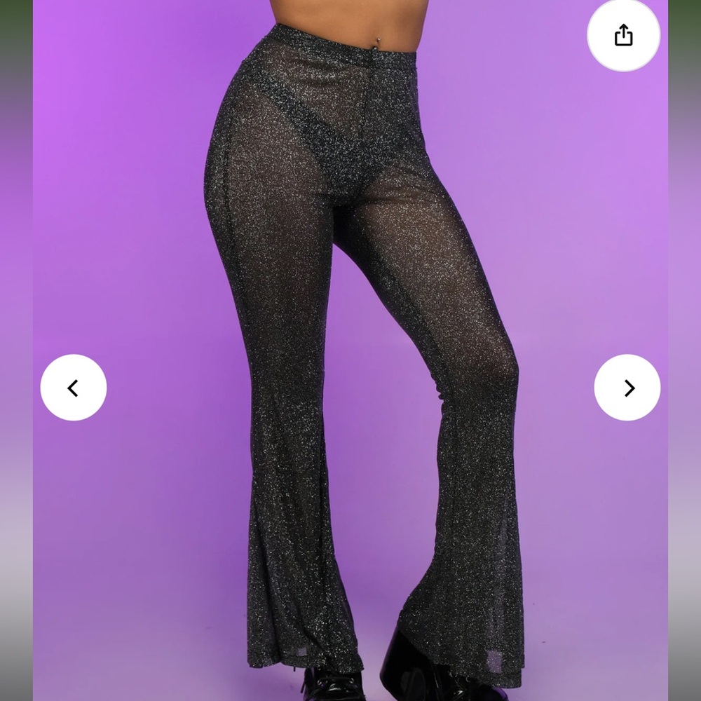 Mesh glitter bell bottoms